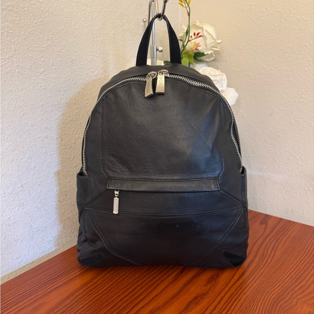 Sorial Black Leather Men's Backpack